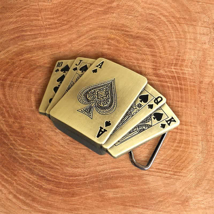 Men's DIY Bronze Royal Flush Leather Belt with Hidden Lighter