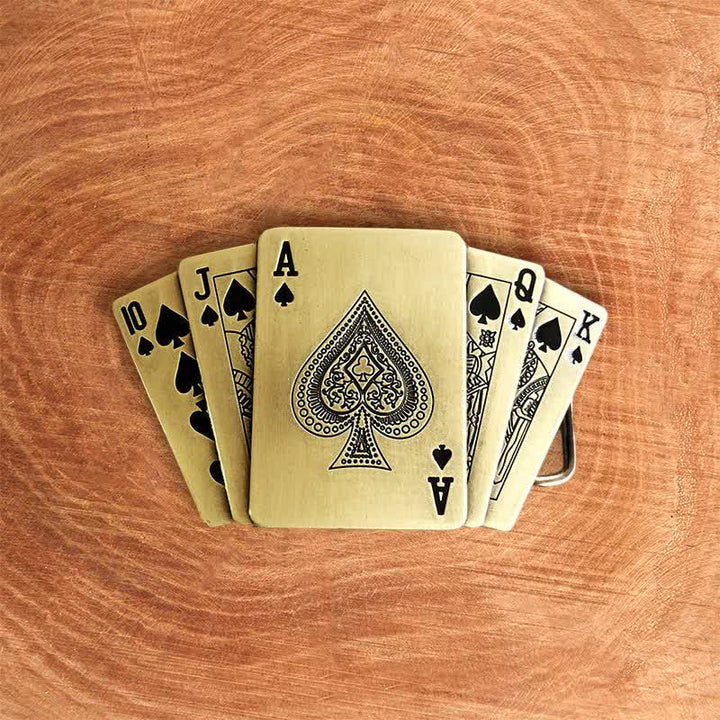 Men's DIY Bronze Royal Flush Leather Belt with Hidden Lighter