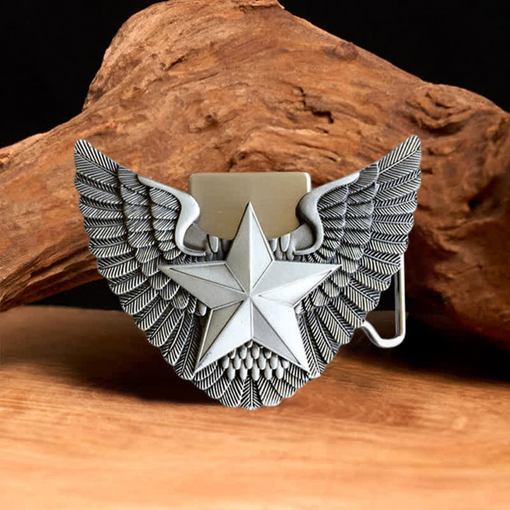 Men's DIY Angel Wing Star Leather Belt with Hidden Lighter
