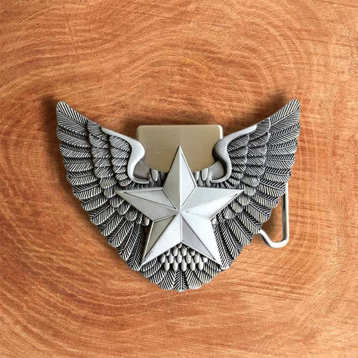 Men's DIY Angel Wing Star Leather Belt with Hidden Lighter