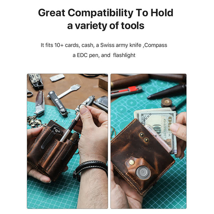 Custom Name EDC Wallet Pocket Organizer Leather Belt Bag - image 5