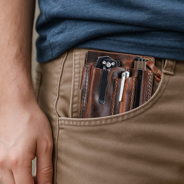 Custom Name EDC Wallet Pocket Organizer Leather Belt Bag - image 1