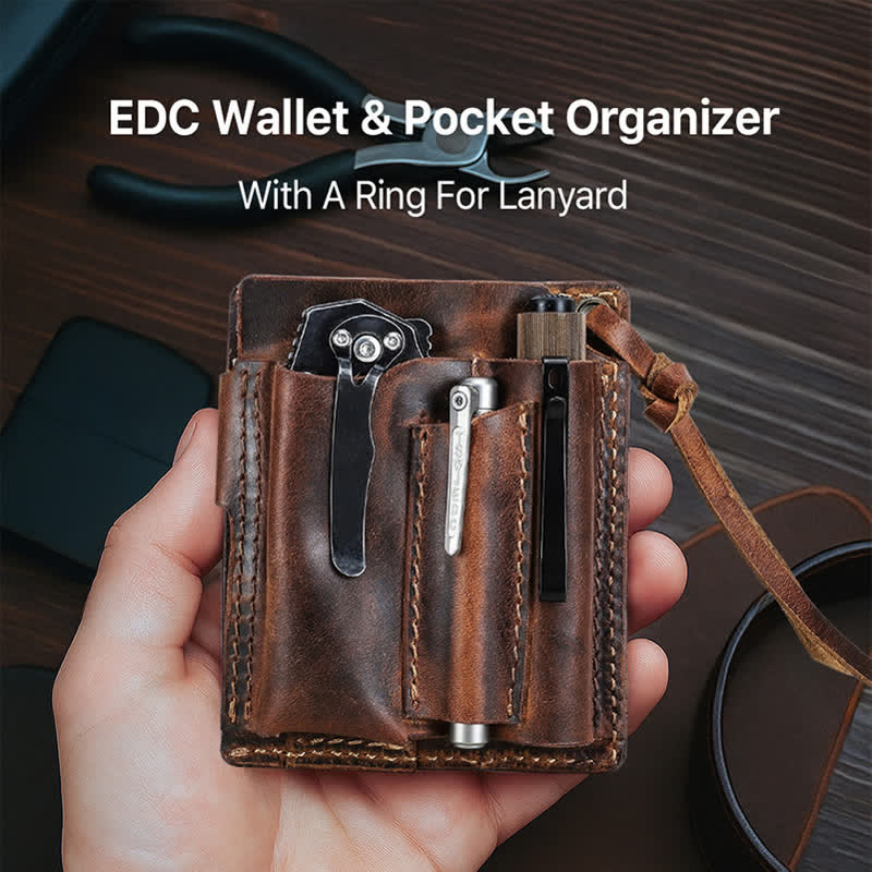 Custom Name EDC Wallet Pocket Organizer Leather Belt Bag - image 3