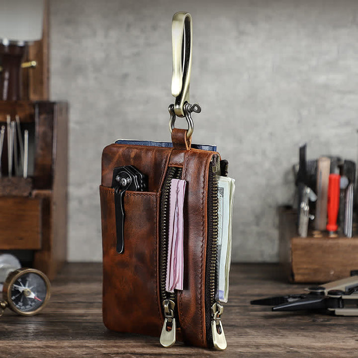 Functional Leather Tool Bag With Large Hook Buckle - image 3