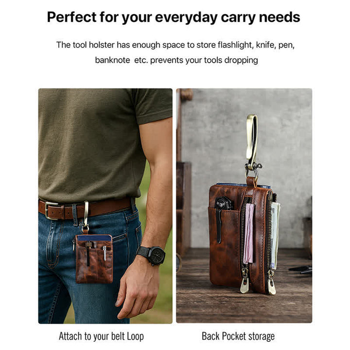 Functional Leather Tool Bag With Large Hook Buckle - image 4