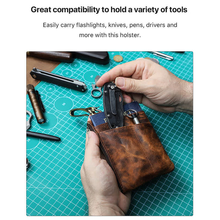 Functional Leather Tool Bag With Large Hook Buckle - image 6