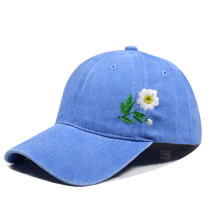 Summer Embroidered Daisy Floral Adjustable Baseball Cap - Style #1 - Sky Blue - Adjustable (About 21 5/8"-22 7/8") - image 8