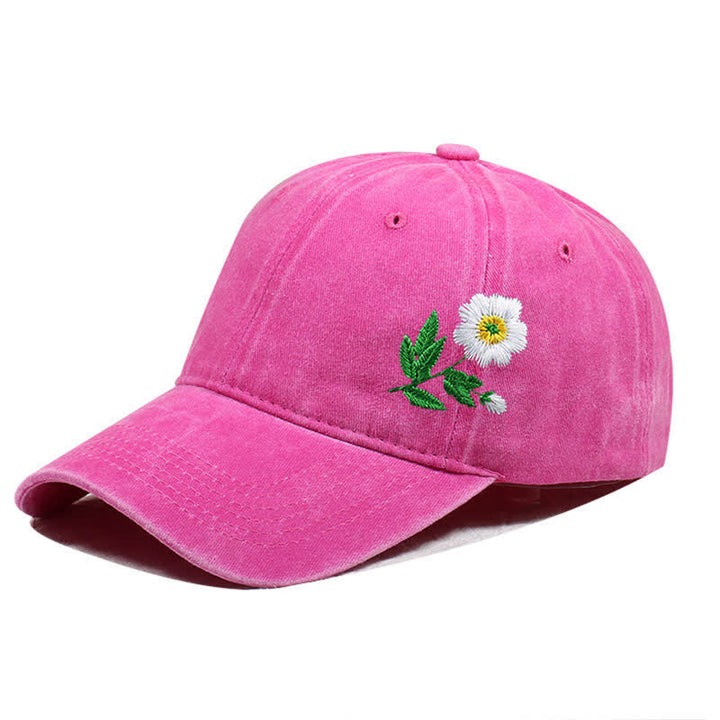 Summer Embroidered Daisy Floral Adjustable Baseball Cap - Style #1 - Hot Pink - Adjustable (About 21 5/8"-22 7/8") - image 10