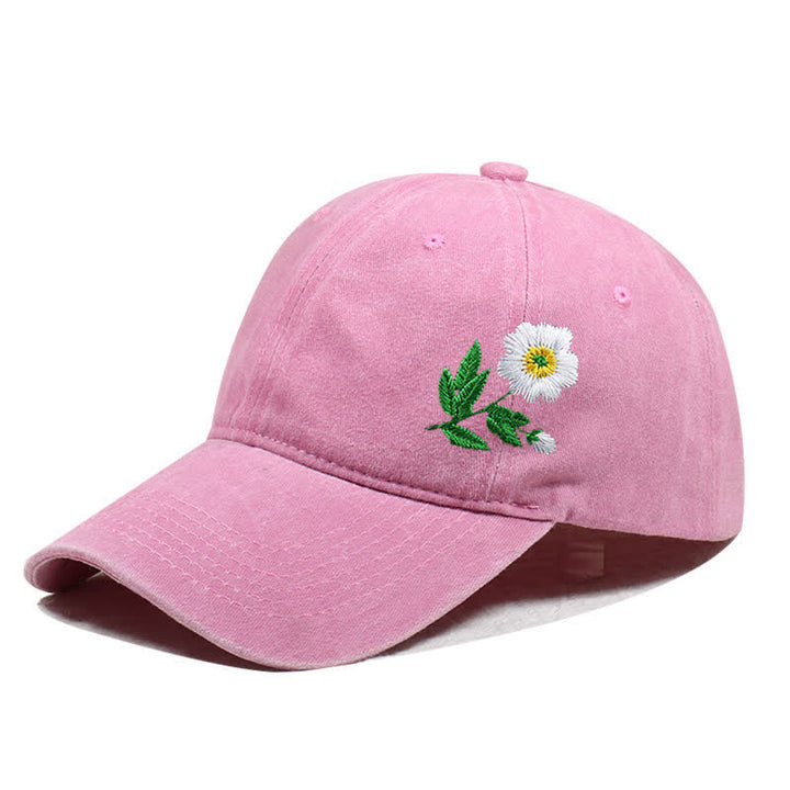 Summer Embroidered Daisy Floral Adjustable Baseball Cap - Style #1 - Pink - Adjustable (About 21 5/8"-22 7/8") - image 6