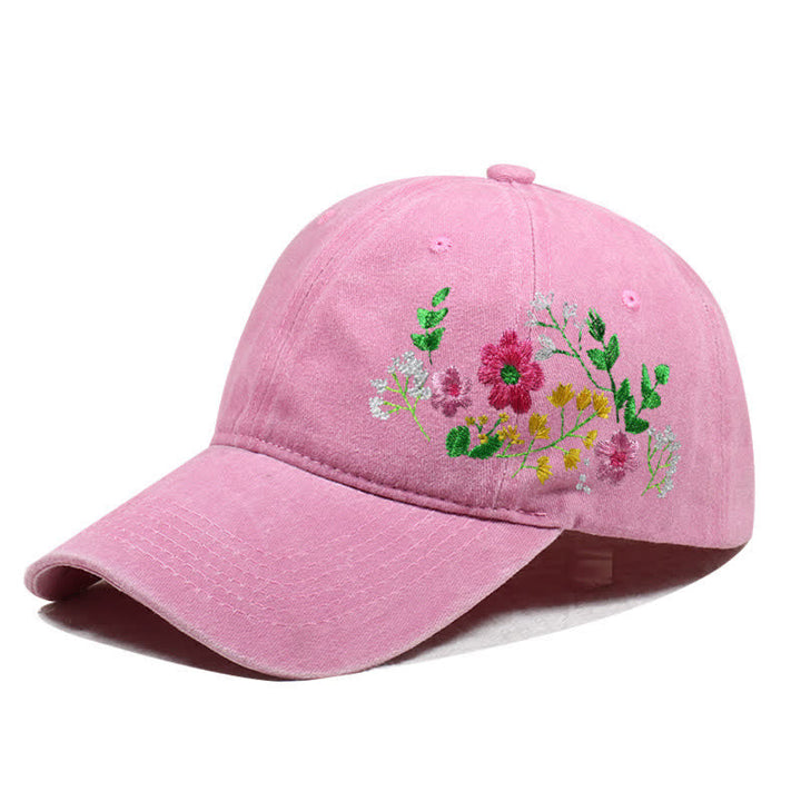 Summer Embroidered Daisy Floral Adjustable Baseball Cap - Style #3 - Pink - Adjustable (About 21 5/8"-22 7/8") - image 19