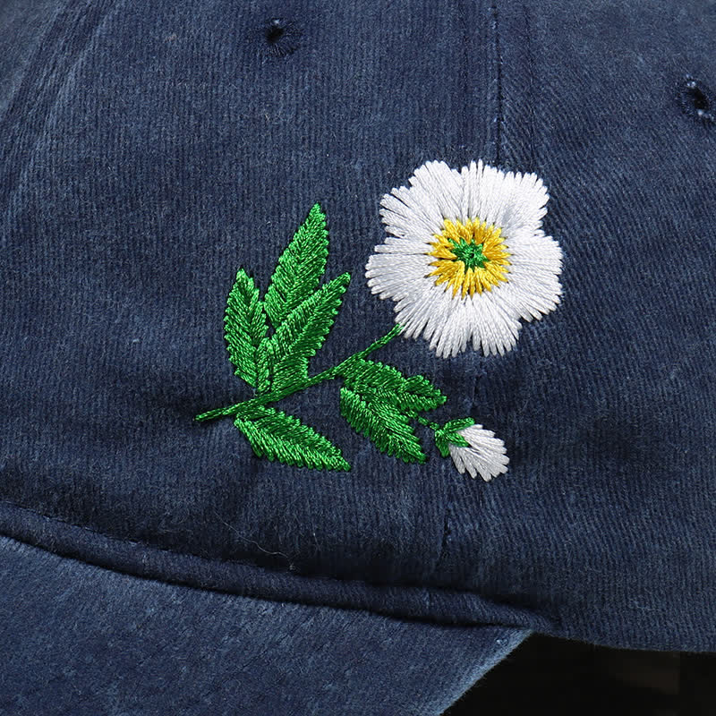 Summer Embroidered Daisy Floral Adjustable Baseball Cap - image 1