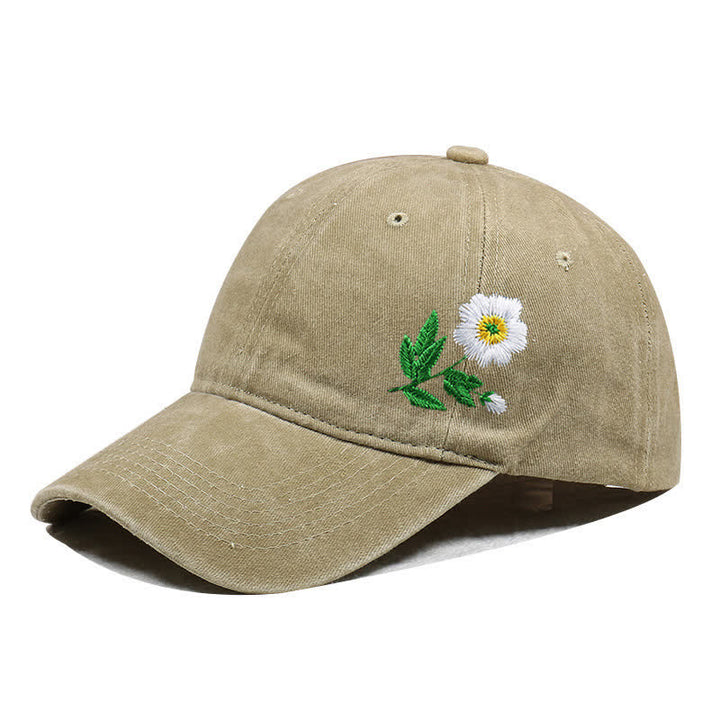 Summer Embroidered Daisy Floral Adjustable Baseball Cap - Style #1 - Khaki - Adjustable (About 21 5/8"-22 7/8") - image 10