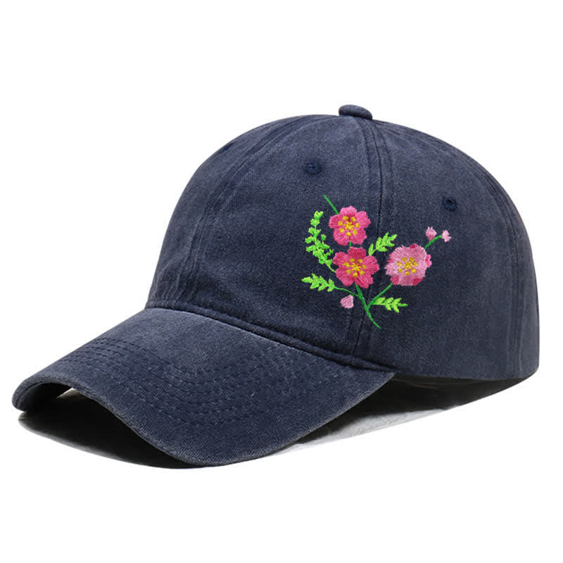Summer Embroidered Daisy Floral Adjustable Baseball Cap - Style #2 - Navy - Adjustable (About 21 5/8"-22 7/8") - image 13
