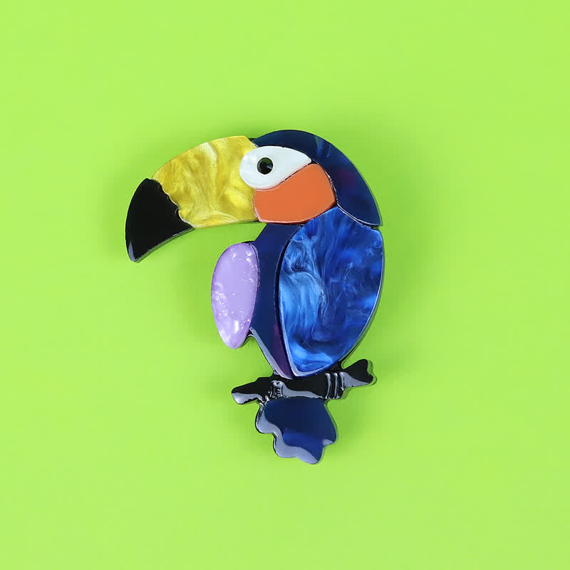 Big-Billed Bird Cartoon Handmade Acrylic Brooch - Navy - image 1