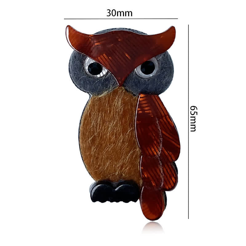 Brown Night Owl Cartoon Bird Handmade Acrylic Brooch - image 5