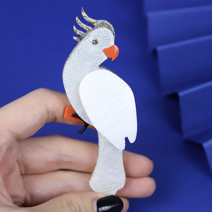 White Parrot Cartoon Bird Handmade Acrylic Brooch - image 2