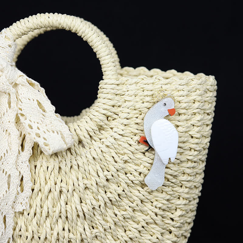 White Parrot Cartoon Bird Handmade Acrylic Brooch - image 3