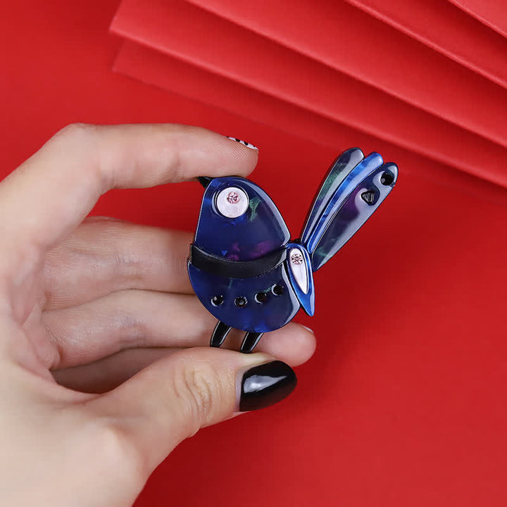 Navy Little Cartoon Bird Handmade Acrylic Brooch - image 3