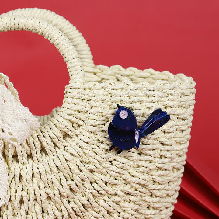 Navy Little Cartoon Bird Handmade Acrylic Brooch - image 2
