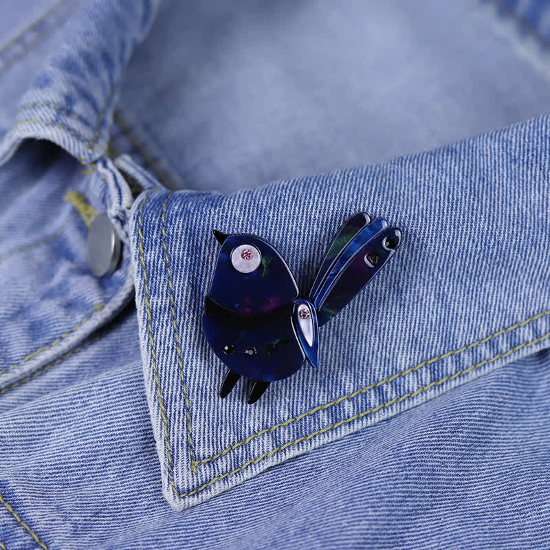Navy Little Cartoon Bird Handmade Acrylic Brooch - image 1