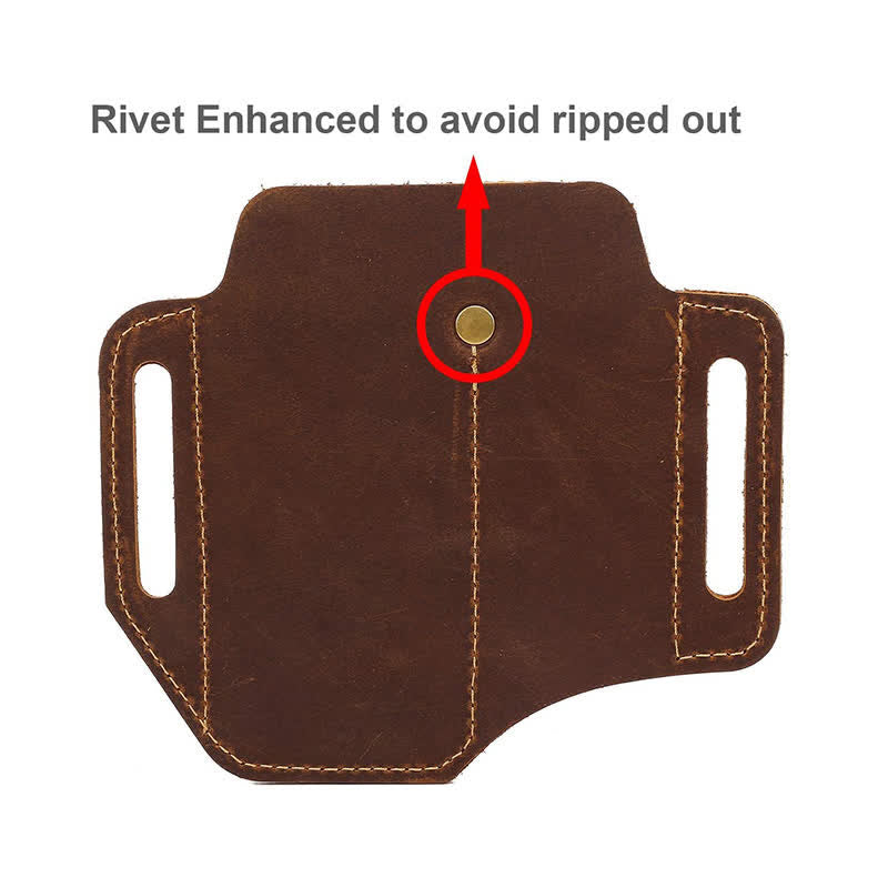 EDC Tool Storage Holster Folding Knife Flashlight Leather Belt Bag - image 5