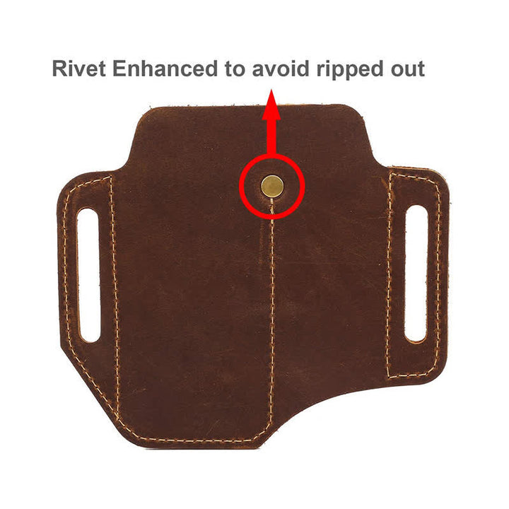 EDC Tool Storage Holster Folding Knife Flashlight Leather Belt Bag - image 4