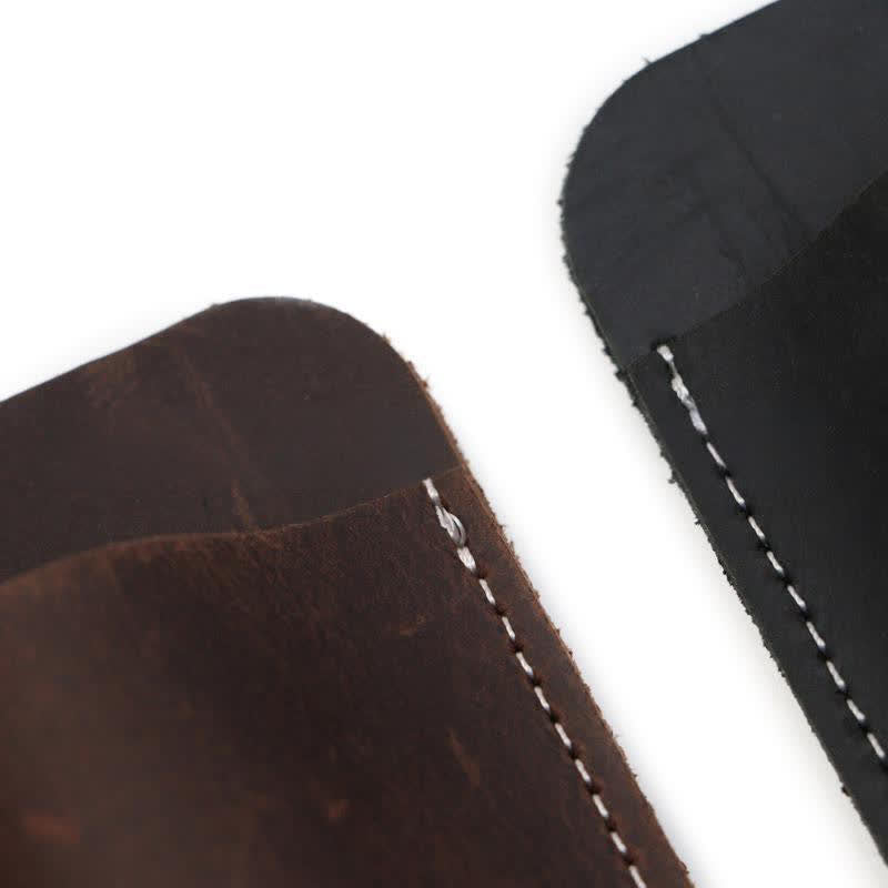 Horizontal Open Bottom Folding Knife Sheath Leather Belt Bag - image 4