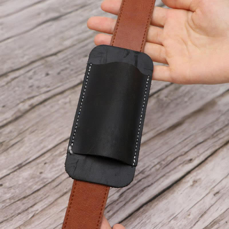 Horizontal Open Bottom Folding Knife Sheath Leather Belt Bag - image 7