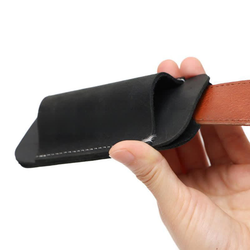 Horizontal Open Bottom Folding Knife Sheath Leather Belt Bag - image 9