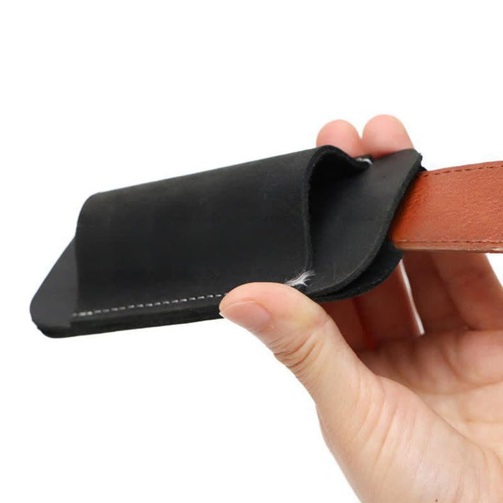 Horizontal Open Bottom Folding Knife Sheath Leather Belt Bag - image 9
