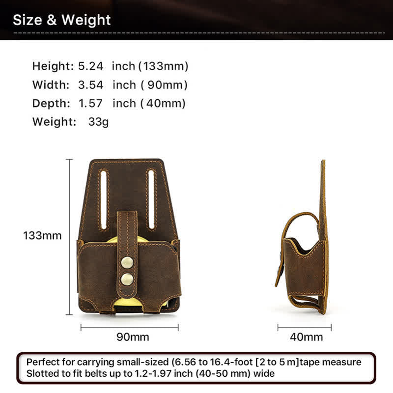 Coffee 5M Steel Measure Case Leather Belt Bag - image 7