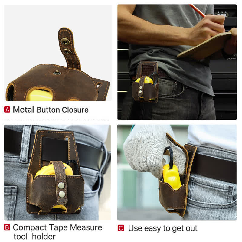 Coffee 5M Steel Measure Case Leather Belt Bag - image 4