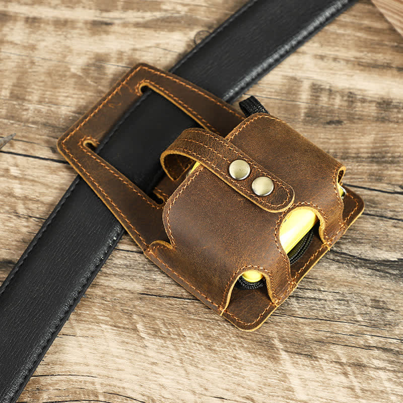 Coffee 5M Steel Measure Case Leather Belt Bag - Coffee - image 0