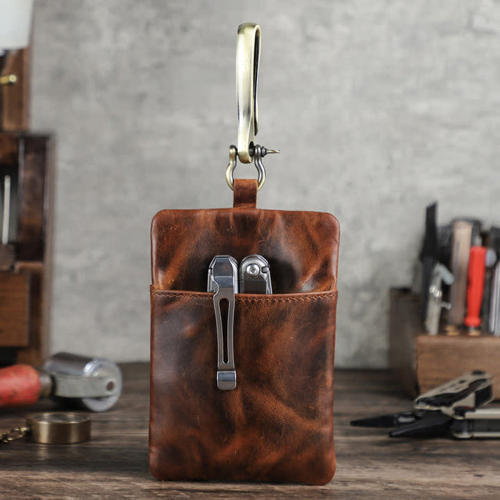 Outdoor Tool Storage Leather Belt Bag With Large Hook Buckle - image 2