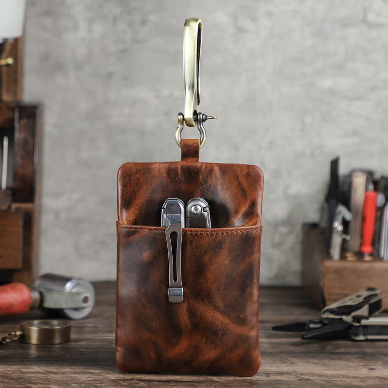 Outdoor Tool Storage Leather Belt Bag With Large Hook Buckle - image 3
