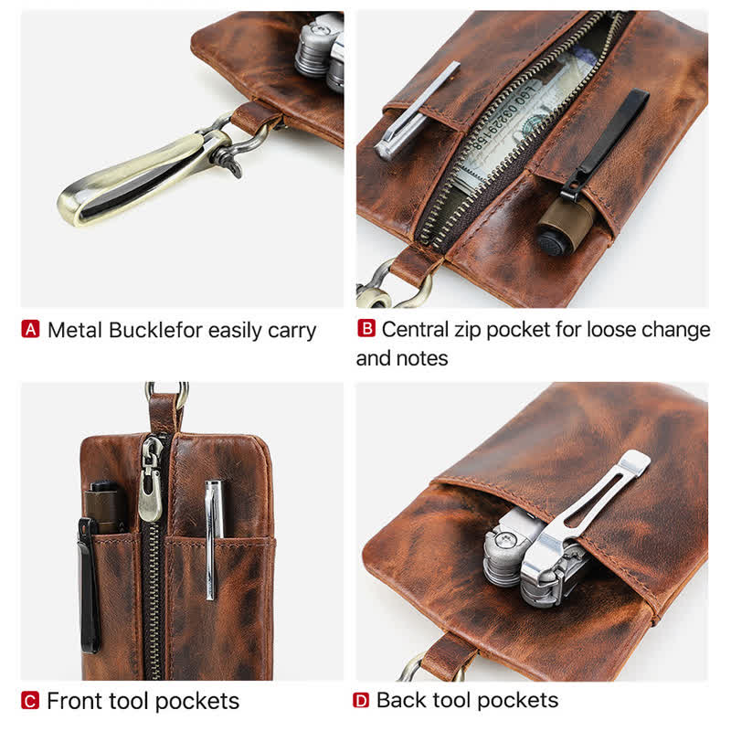 Outdoor Tool Storage Leather Belt Bag With Large Hook Buckle - image 6