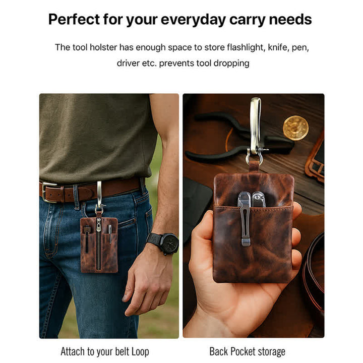 Outdoor Tool Storage Leather Belt Bag With Large Hook Buckle - image 3