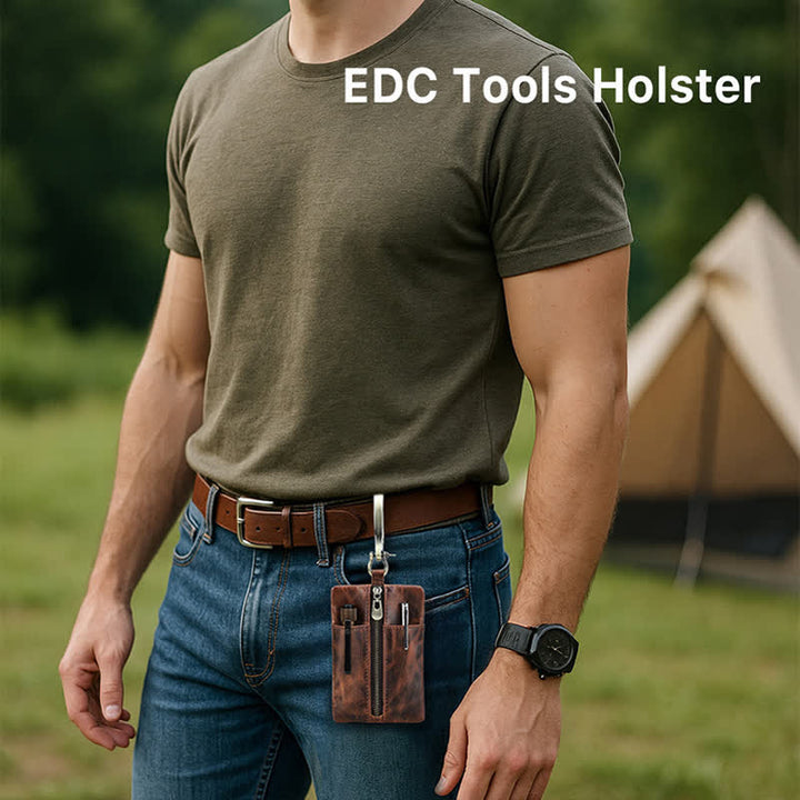 Outdoor Tool Storage Leather Belt Bag With Large Hook Buckle - image 1