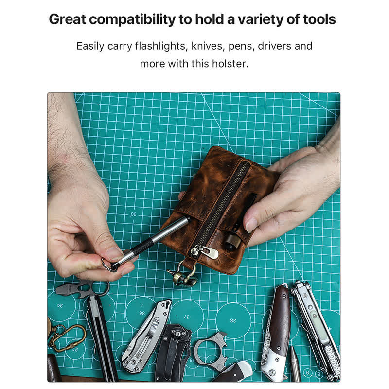 Outdoor Tool Storage Leather Belt Bag With Large Hook Buckle - image 4