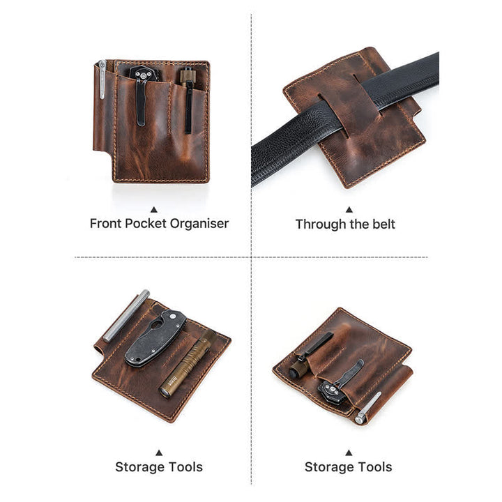 Retro Leather EDC Pocket Organizer Belt Bag - image 8