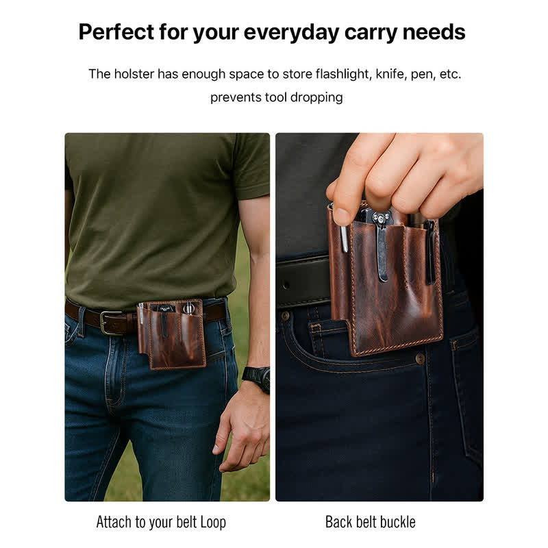 Retro Leather EDC Pocket Organizer Belt Bag - image 3
