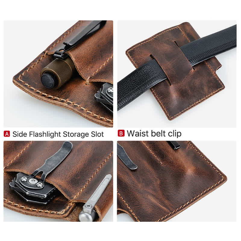 Retro Leather EDC Pocket Organizer Belt Bag - image 5