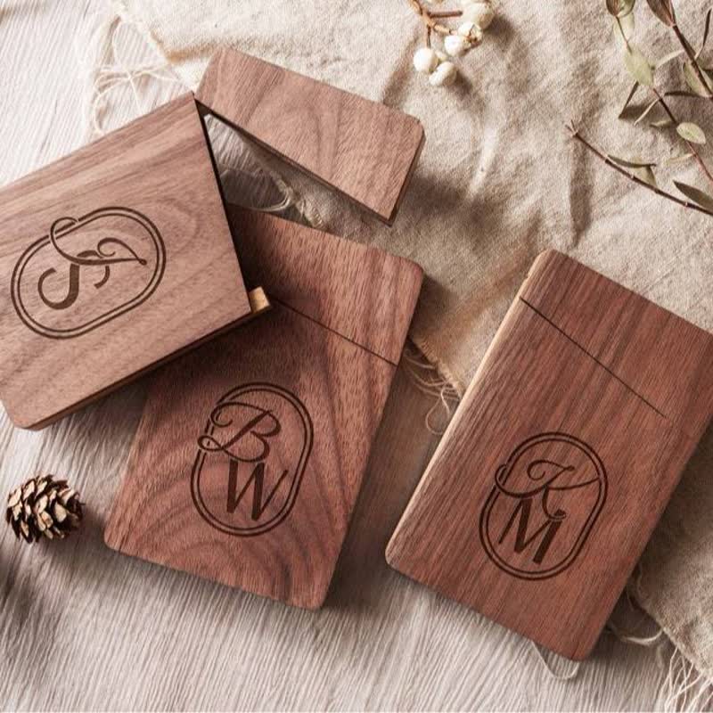 Custom Engraved Name Business Wooden Card Case - image 6