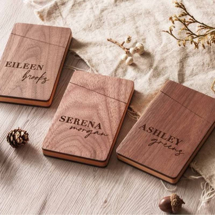 Custom Engraved Name Business Wooden Card Case - image 7