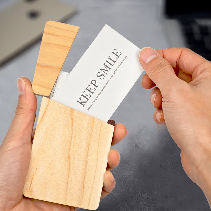 Custom Engraved Name Business Wooden Card Case - Maple - image 10