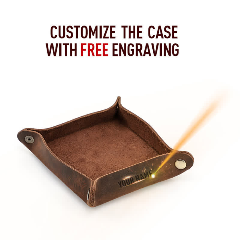 Rustic Genuine Leather Custom Name Foldable Valet Tray - image 10