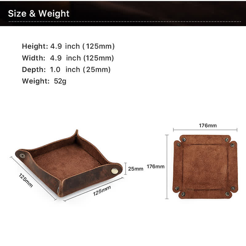 Rustic Genuine Leather Custom Name Foldable Valet Tray - image 5