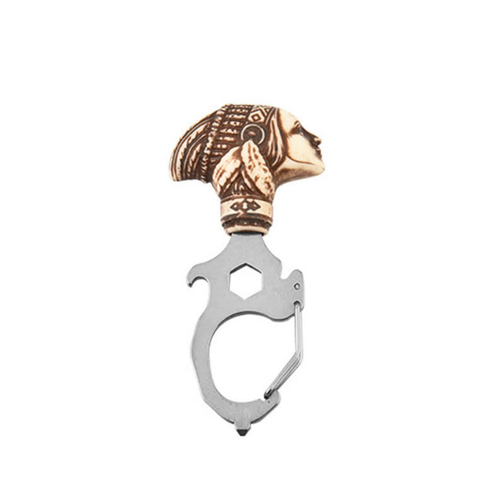 Practical Bull Indian Head Keychain With Hammer Breaker - Indian Head - Silver - image 8