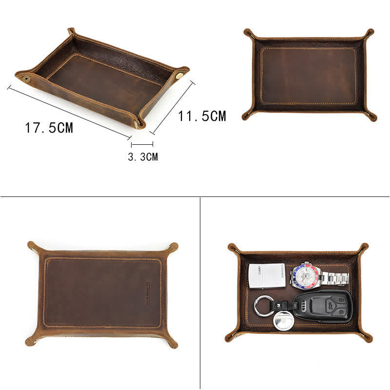 Small Rectangle Leather Custom Name Foldable Valet Tray - image 3
