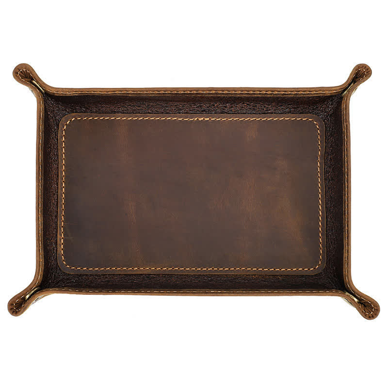 Small Rectangle Leather Custom Name Foldable Valet Tray - image 8